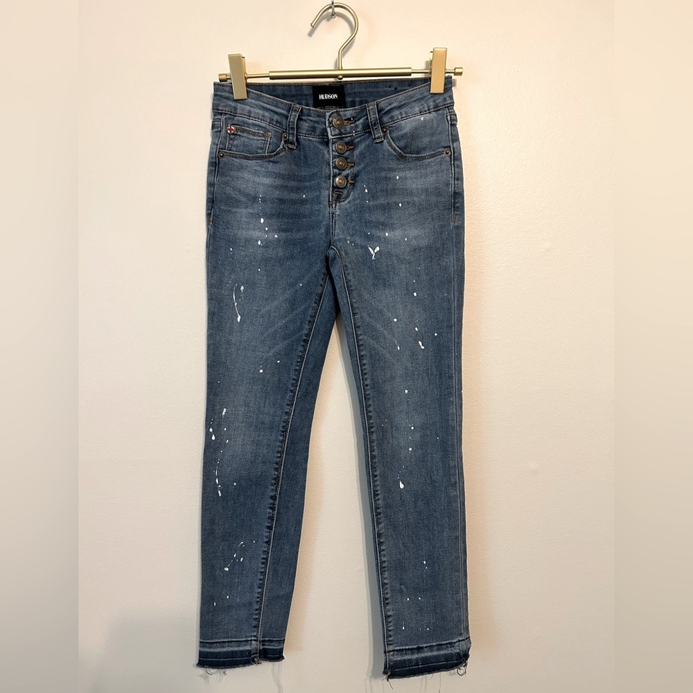 Girls size 12 Hudson jeans. Paint splatter, snap button fly girls jeans.